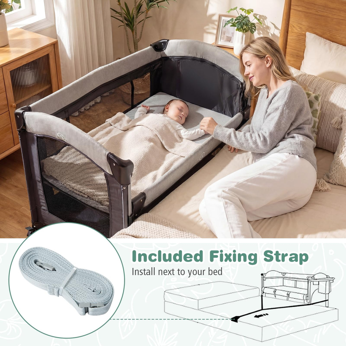 5-in-1 Pack and Play Bassinet Playard with Diaper Changer L484037