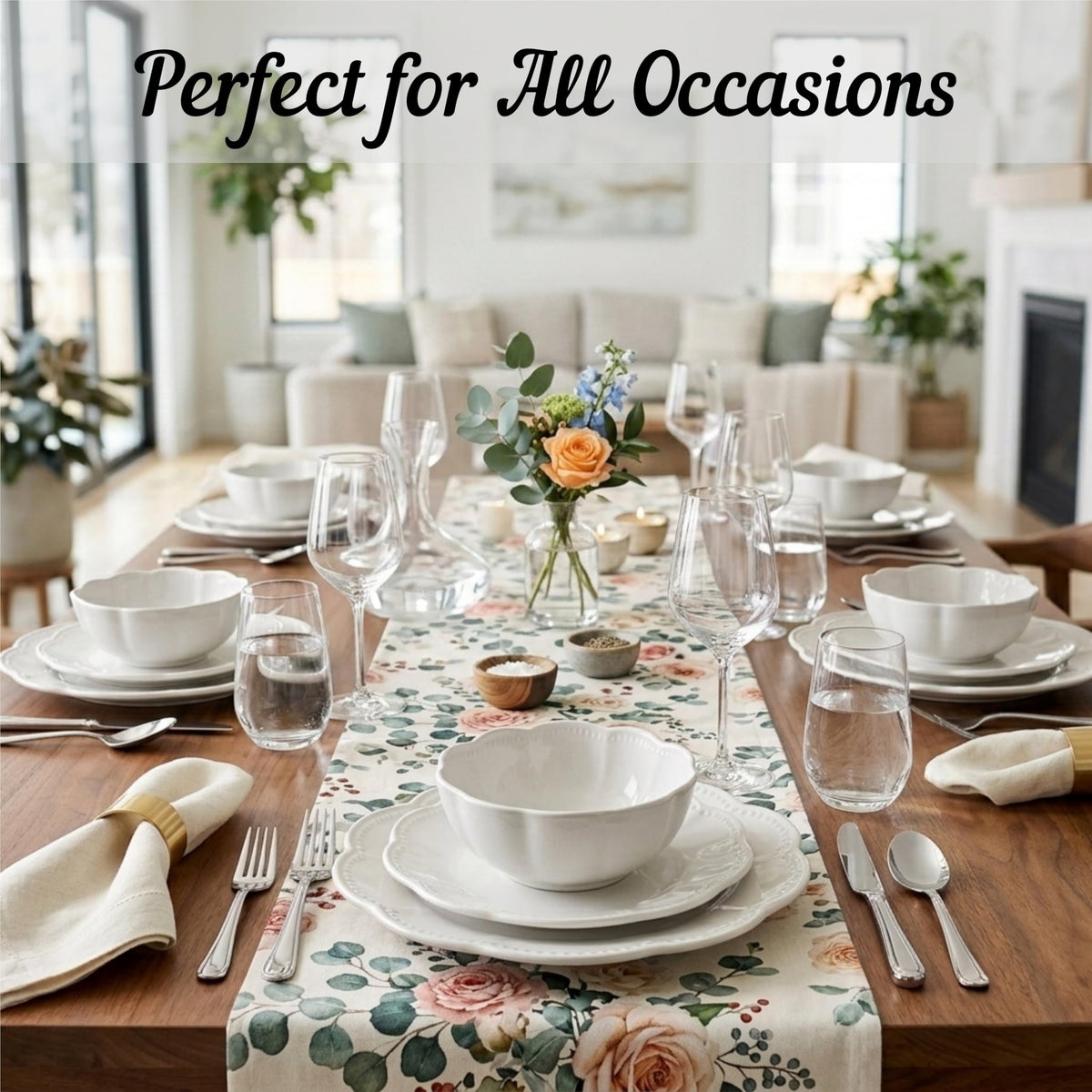 12 Pieces Scalloped White Plates & Bowls Set F885