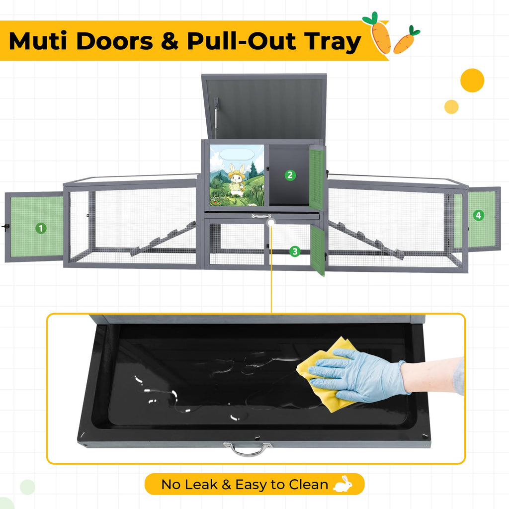 Extra Large Wood Rabbit Hutch with Cleaning Tray H683692