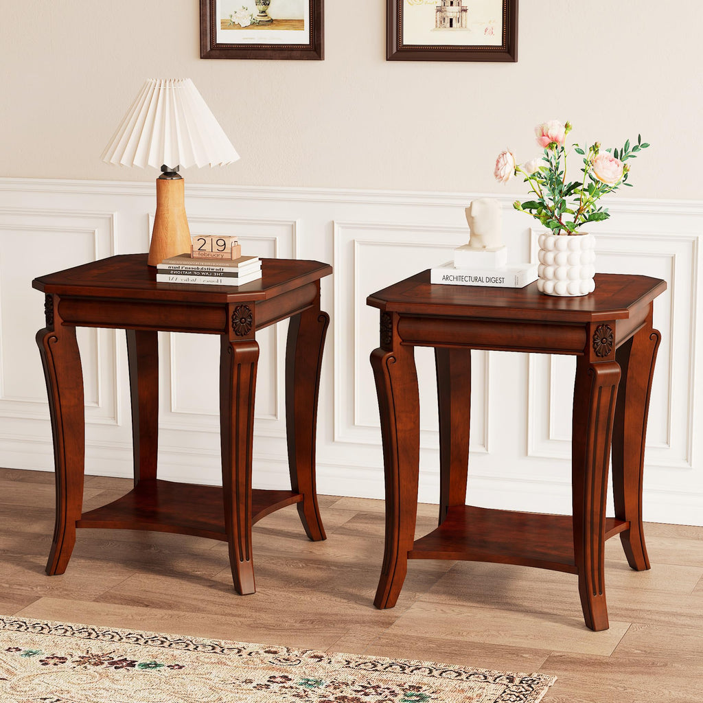 Vintage Wood End Table with Storage Shelf K554