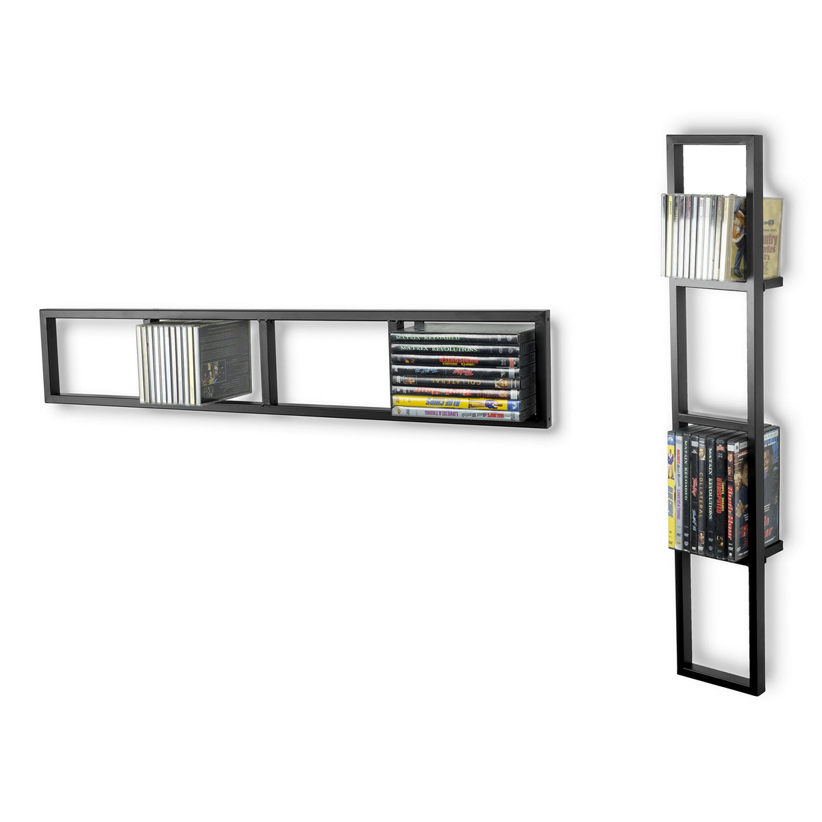 34 Inch Media Storage Rack Organizer Metal Floating Shelf Set of 2 Black R987