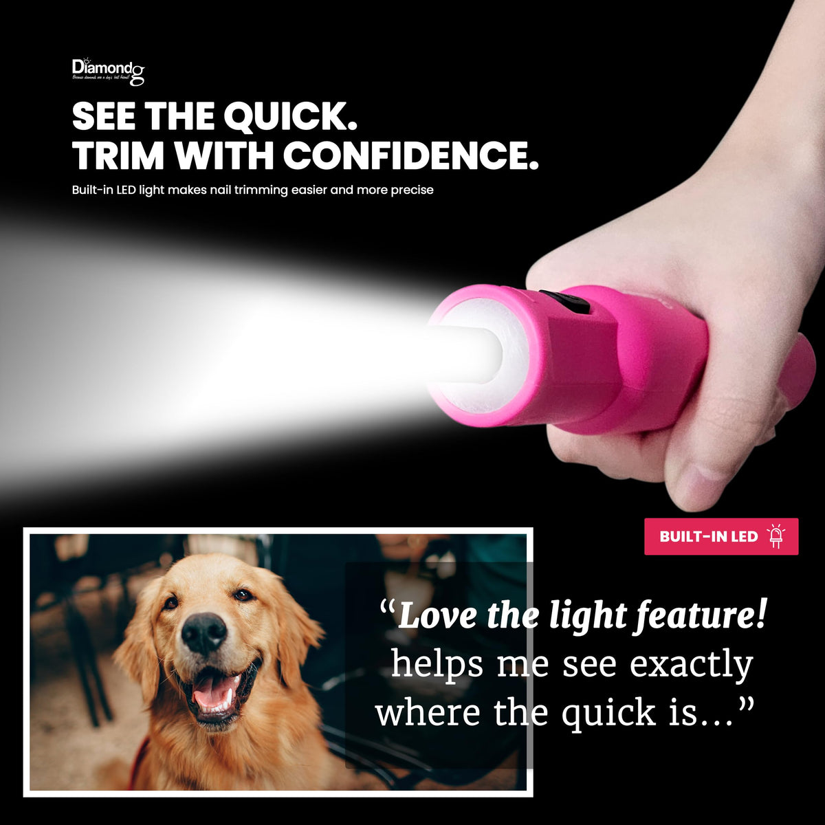 Pink Dog Nail Grinder with LED Light F30716