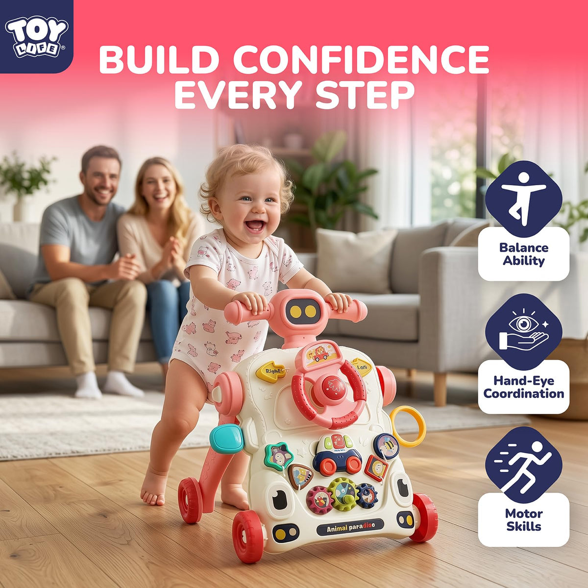 3-in-1 Baby Push Walker Sit to Stand Activity Table W60068