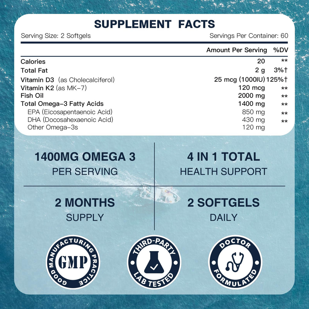 Omega-3 Fish Oil 2000mg 120 Softgels I87740