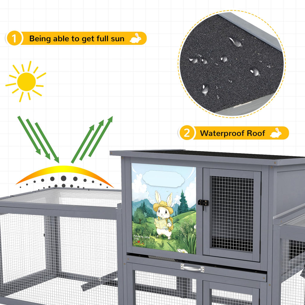Extra Large Wood Rabbit Hutch with Cleaning Tray H683692