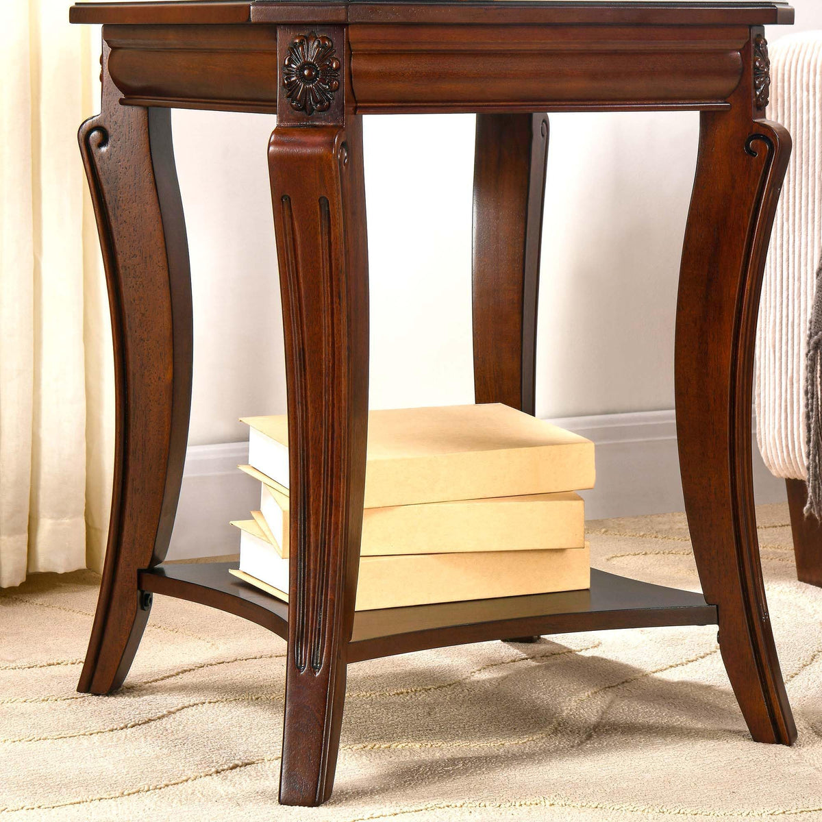 Vintage Wood End Table with Storage Shelf K554