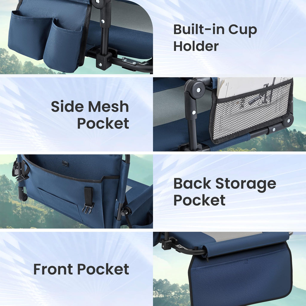 Portable Foldable Bleacher Chair with Cup Holders Blue S763316