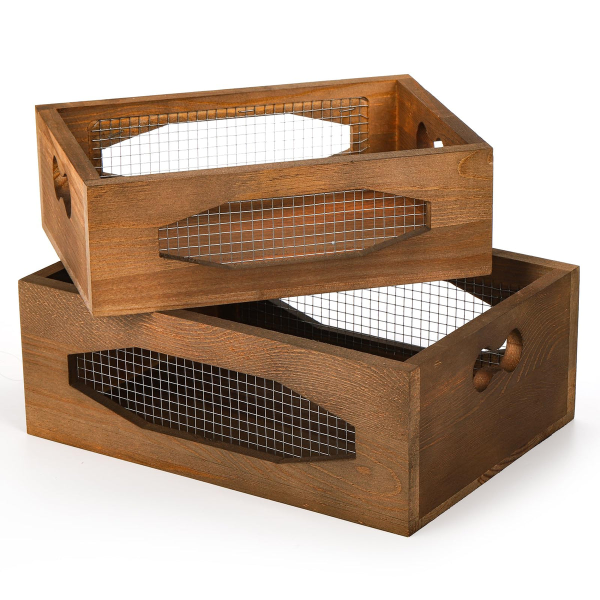 Set of 2 Wooden Nesting Countertop Baskets Y34405