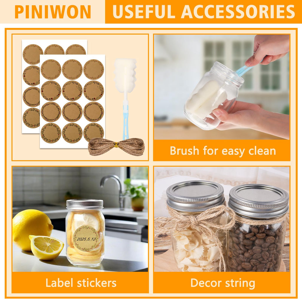 12 oz Mason Jars with Lids and Bands, 20 Pack Q474752