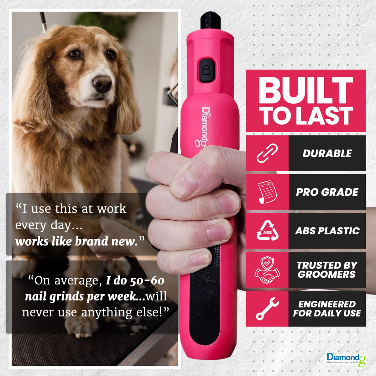 Pink Dog Nail Grinder with LED Light F30716