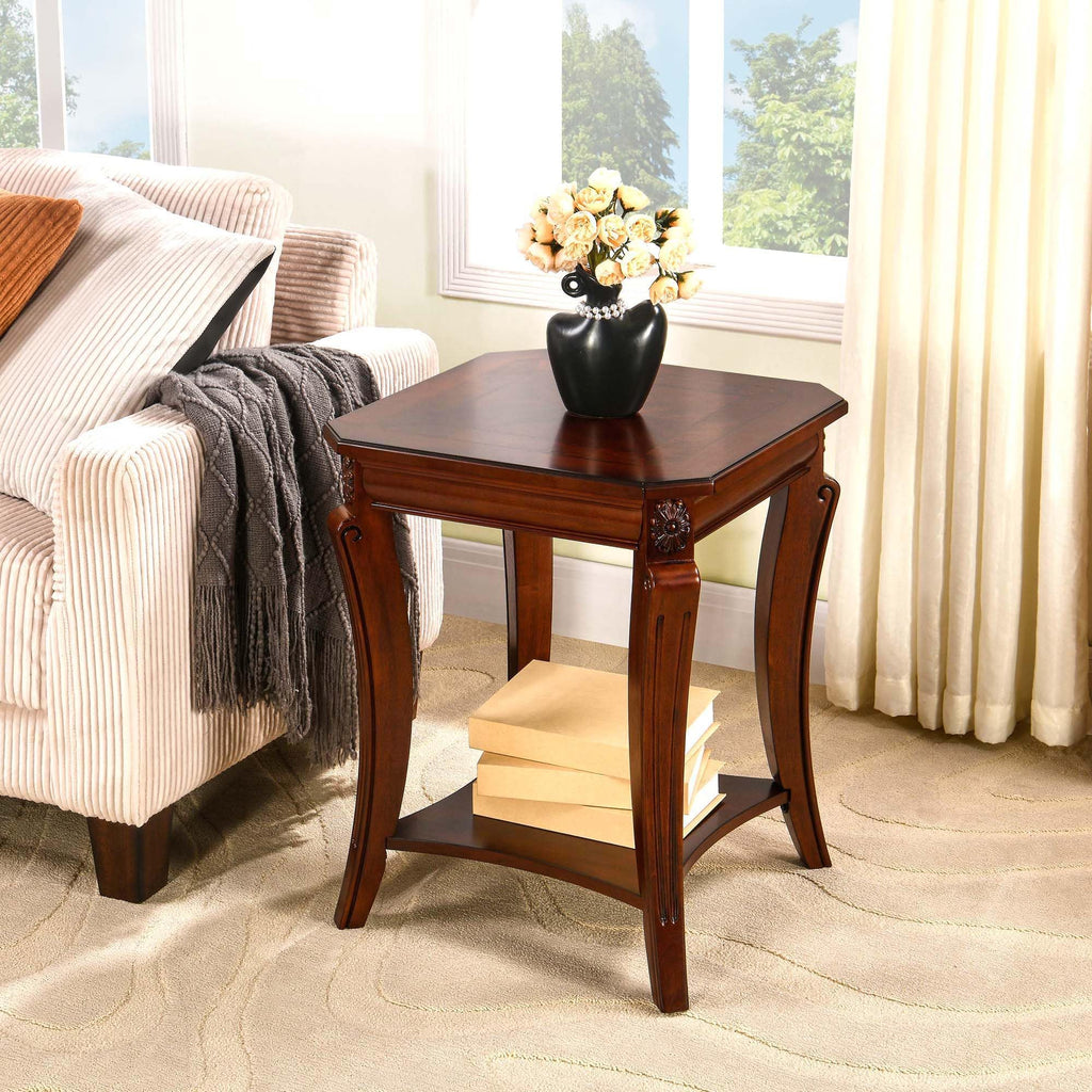 Vintage Wood End Table with Storage Shelf K554