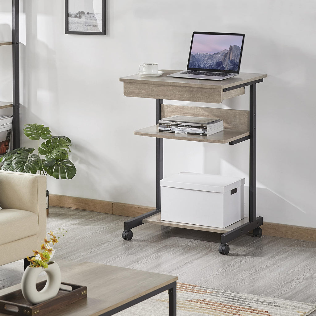 Gray 3-Tier Rolling Cart with Drawer N831