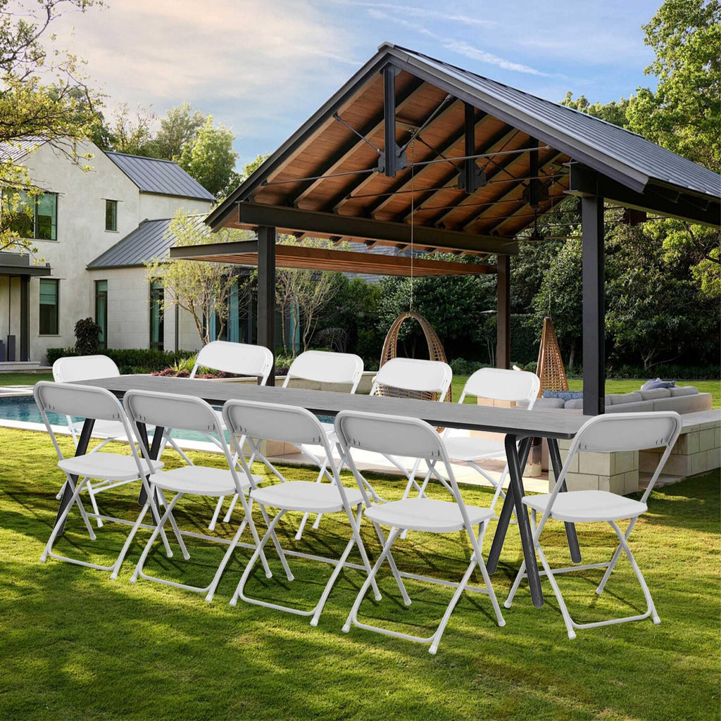 10 Pack White Folding Chairs 350LBS Capacity Steel L43355