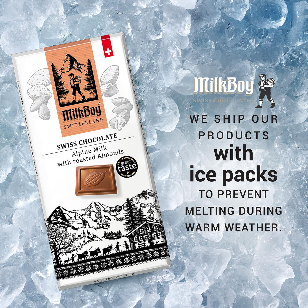 Milk Chocolate Bar with Almonds 3 oz 2 Pack E65514