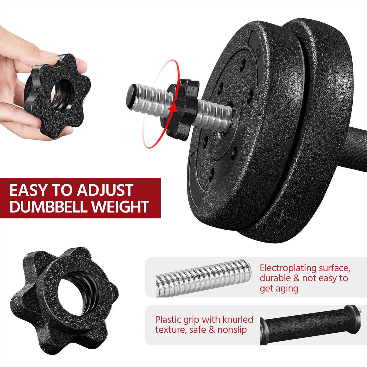 Adjustable Dumbbell Set with Spinlock Collars F114969