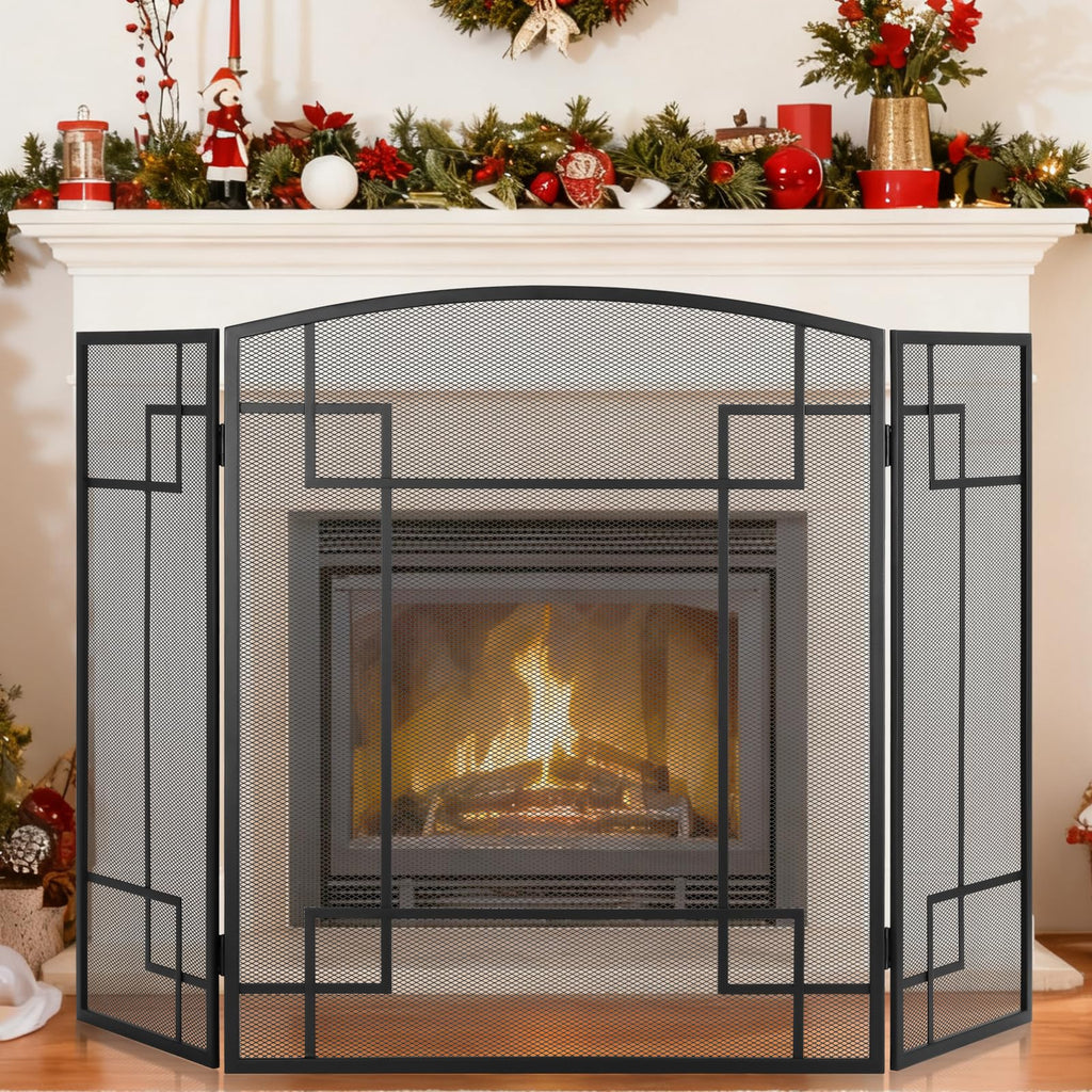 Fireplace Screen 3 Panel Wrought Iron F16431