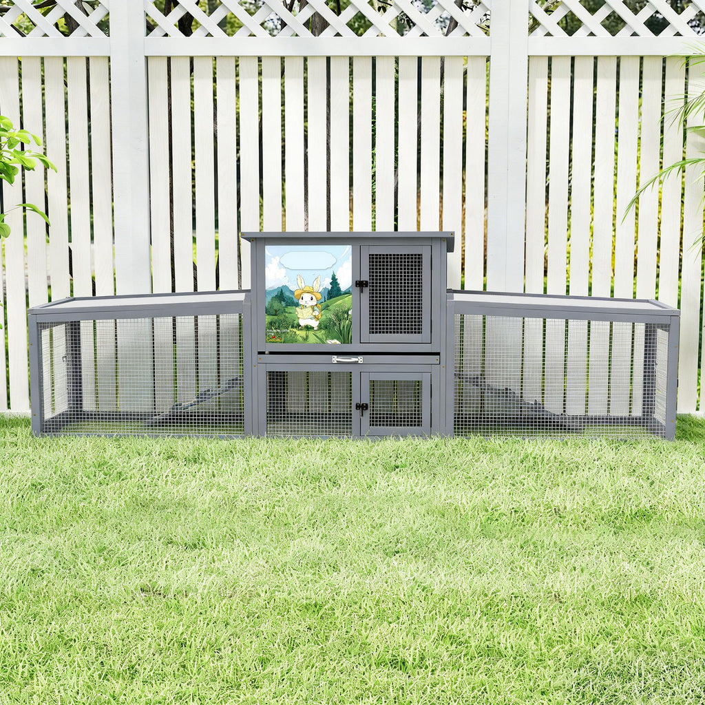 Extra Large Wood Rabbit Hutch with Cleaning Tray H683692