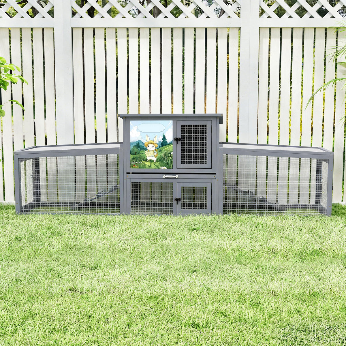 Extra Large Wood Rabbit Hutch with Cleaning Tray H683692