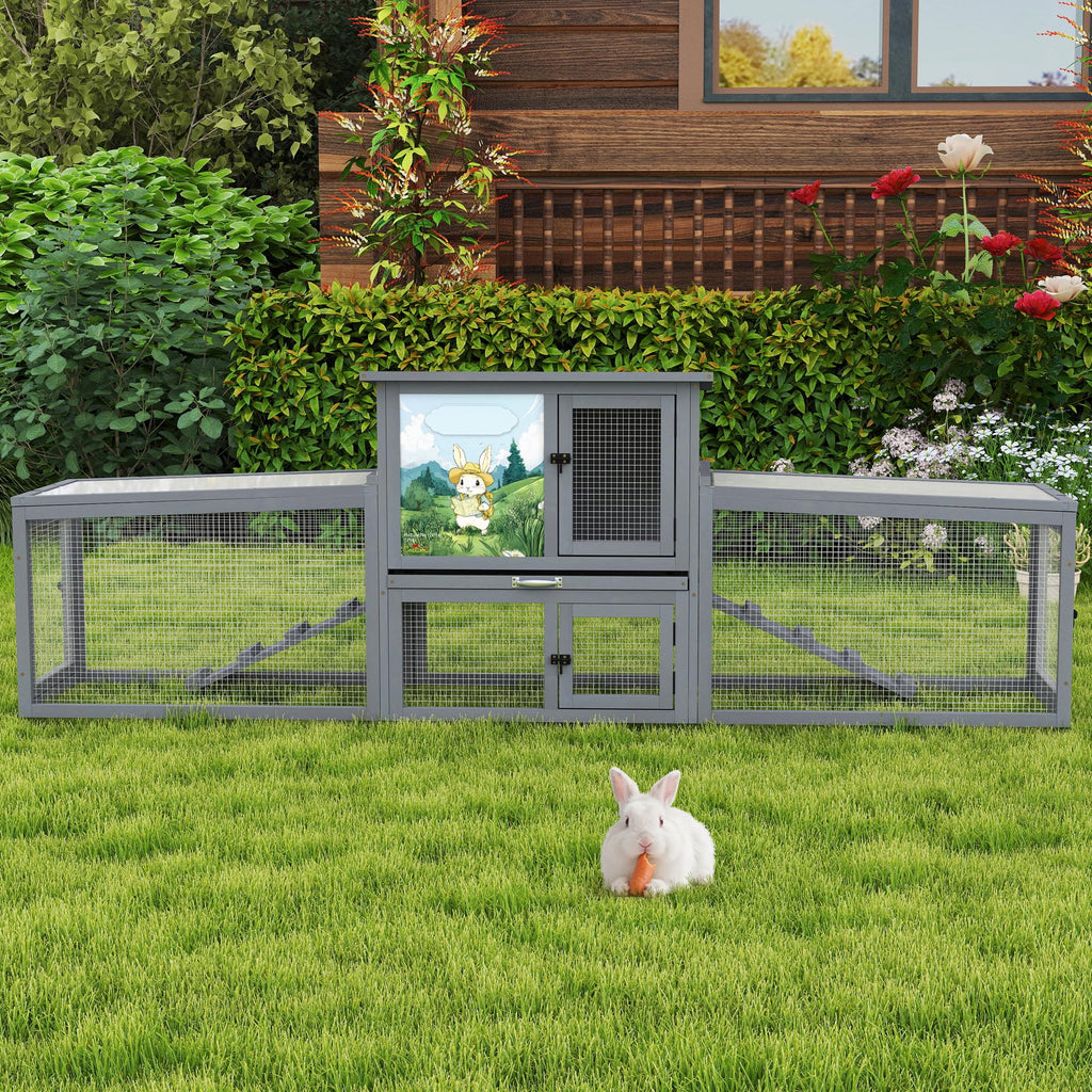 Extra Large Wood Rabbit Hutch with Cleaning Tray H683692